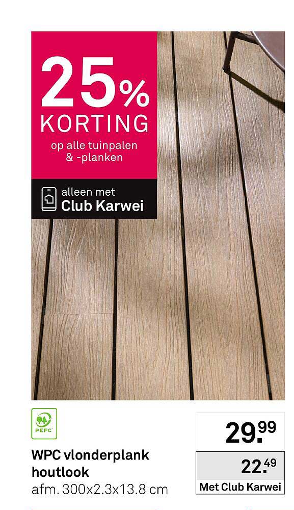 WPC vlonderplank houtlook 25% korting op alle tuinpalen & -planken