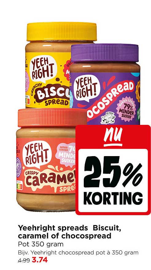 Yeehright spreads Biscuit, caramel of chocospread 25% korting
