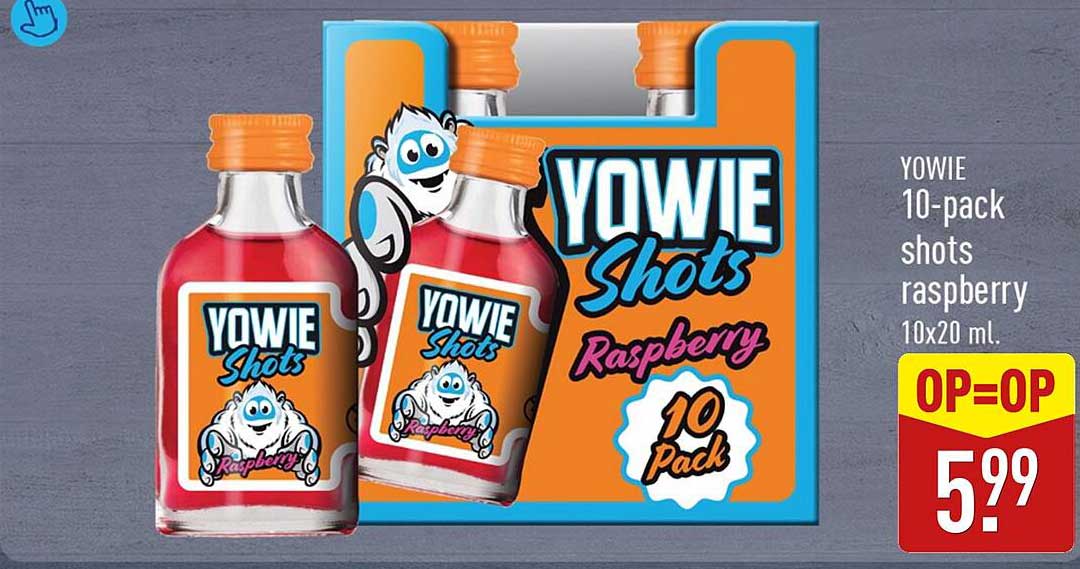YOWIE 10-pack shots raspberry 10x20 mL. OP=OP
