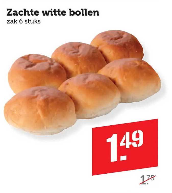 Zachte witte bollen zak 6 stuks