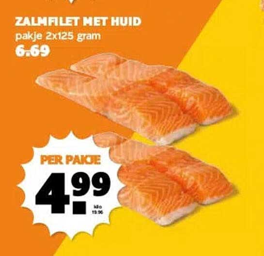 ZALM FILET MET HUID pakje 2x125 gram