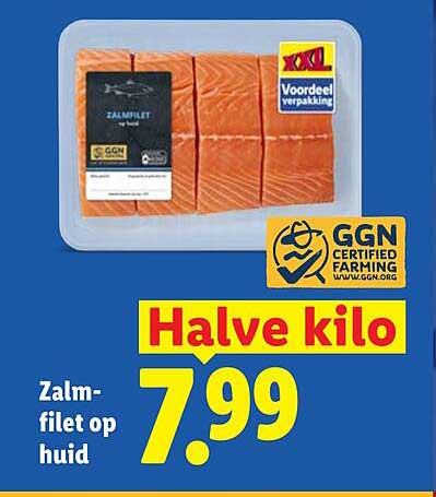Zalm-filet op huid Halve kilo