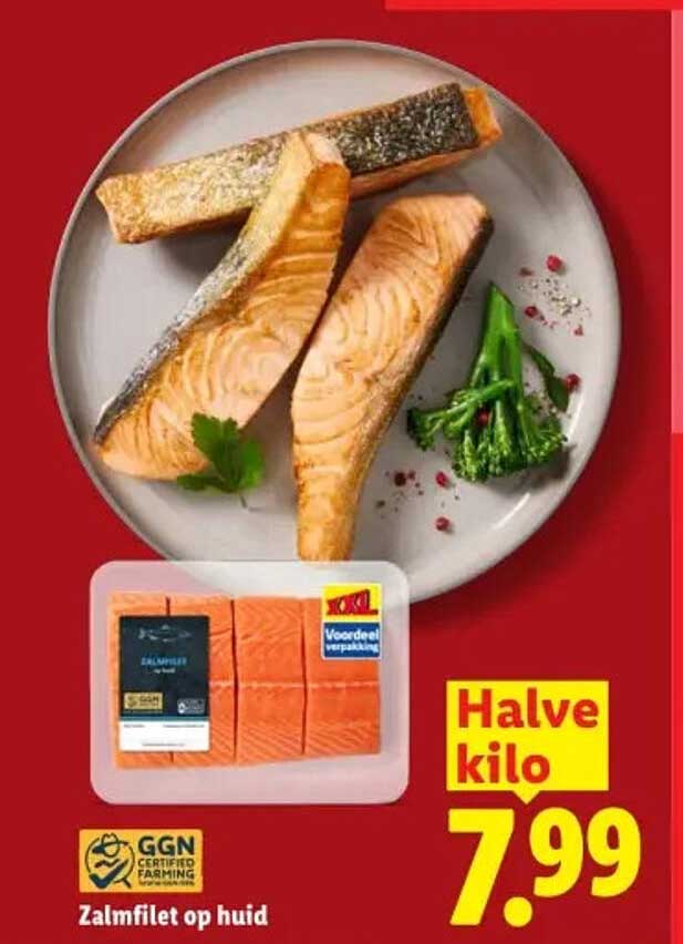 Zalmfilet op huid Halve kilo