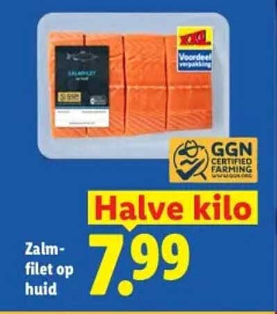Zalmfilet op huid Halve kilo
