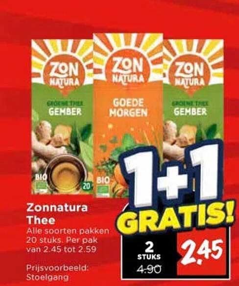 Zonnatura Thee 1+1 gratis