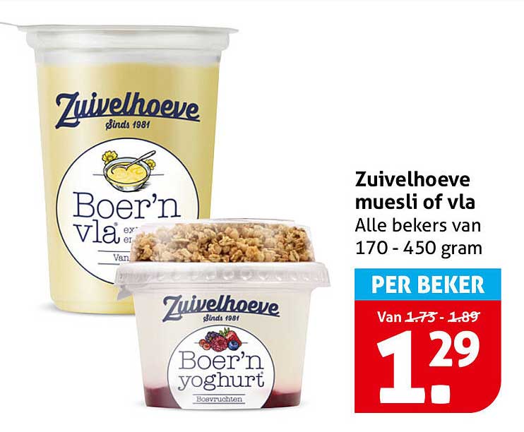 Zuivelhoeve muesli of vla