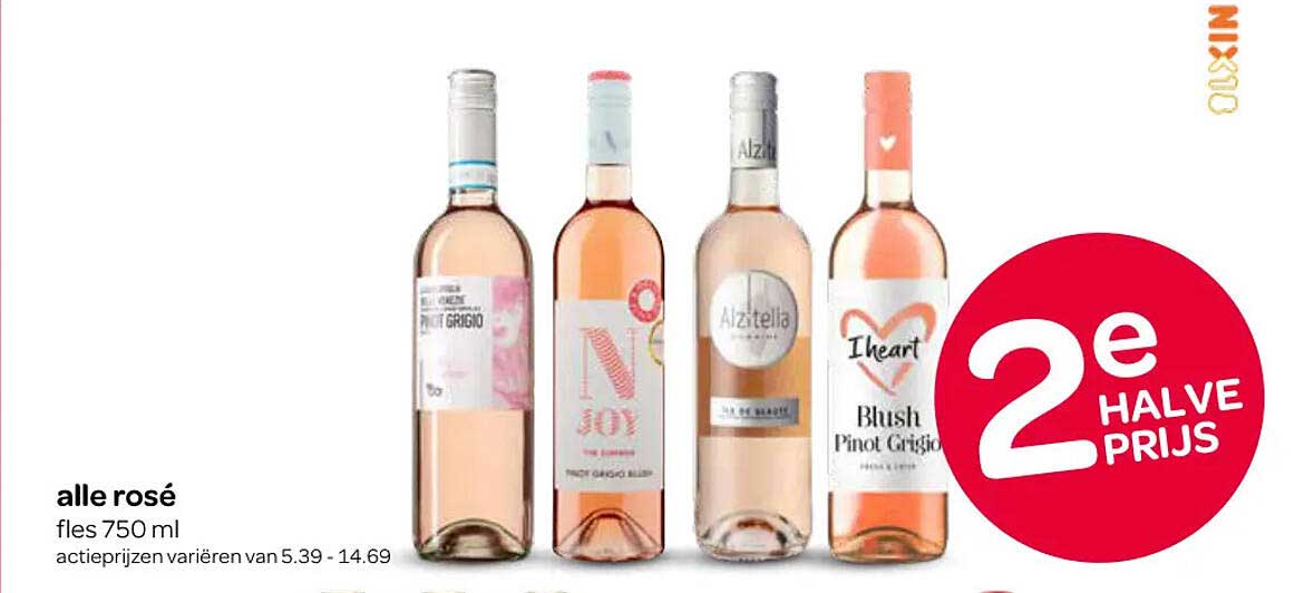 alle rosé fles 750 ml 2e halve prijs