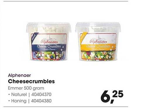 Alphenaer Cheesecrumbles Emmer 500 gram • Naturel | 40404370 • Honing | 40404380