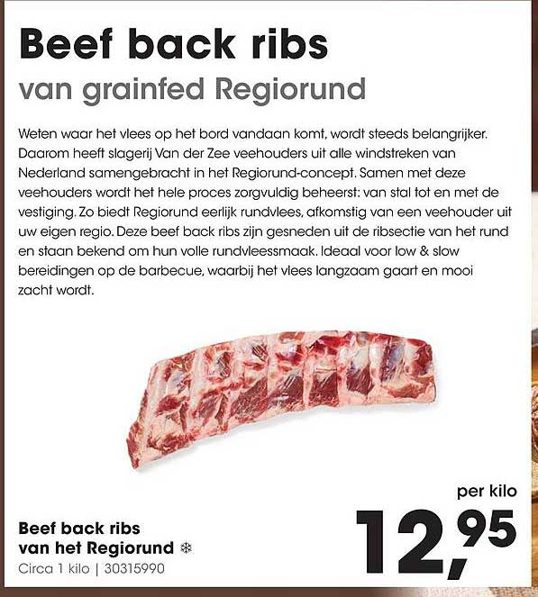 Beef back ribs van grainfed Regiorund