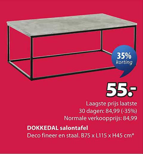 DOKKEDAL salontafel Deco fineer en staal. B75 x L115 x H45 cm*