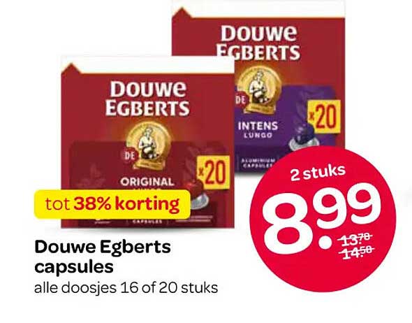 Douwe Egberts capsules alle doosjes 16 of 20 stuks tot 38% korting