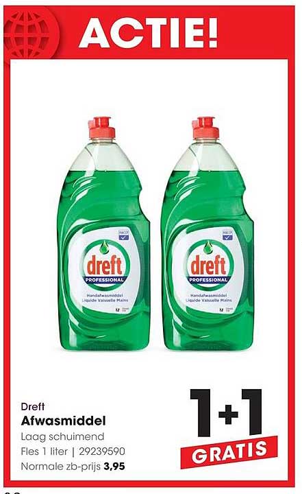 Dreft Afwasmiddel Laag schuimend 1+1 GRATIS