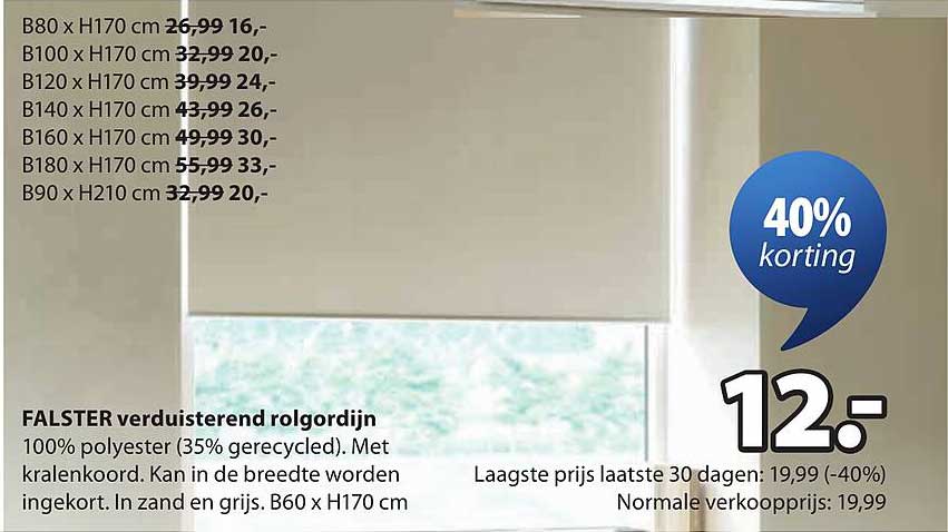 FALSTER verduisterend rolgordijn 40% korting