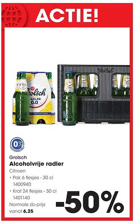 Grolsch Alcoholvrije radler Citroen -50%