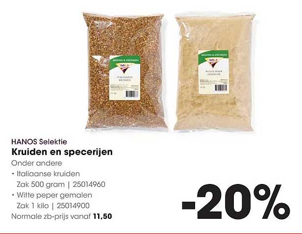 HANOS Selectie Kruiden en specerijen -20%