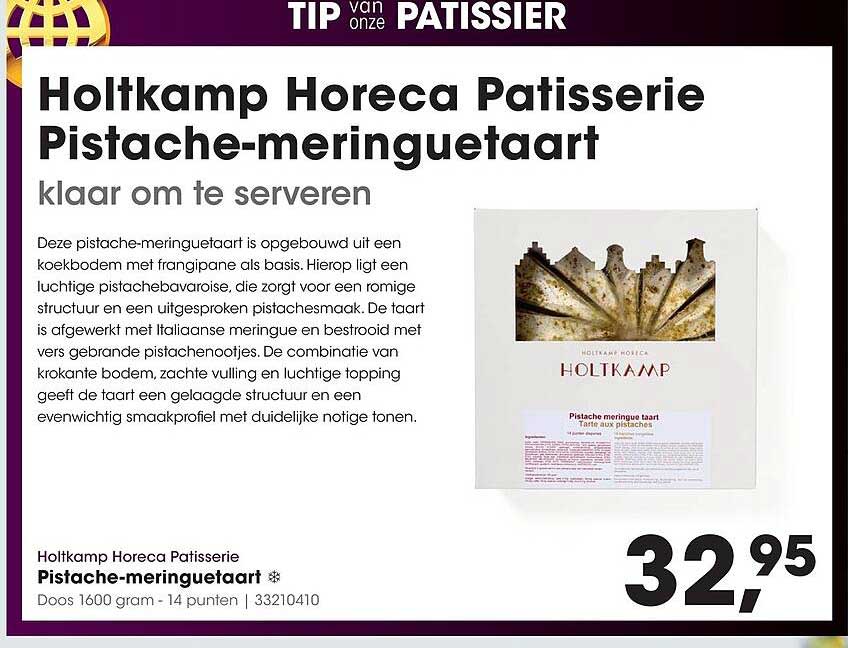 Holtkamp Horeca Patisserie Pistache-meringuetaart