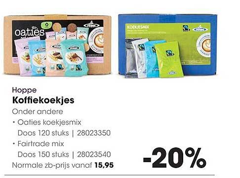 Hoppe Koffiekoekjes Onder andere • Oaties koekjesmix • Fairtrade mix