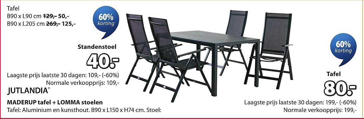 JUTLANDIA MADERUP tafel + LOMMA stoelen