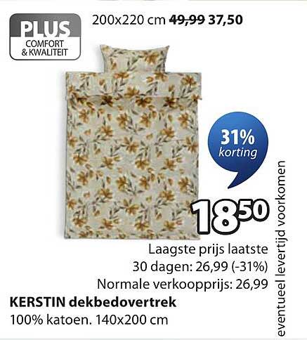 KERSTIN dekbedovertrek 100% katoen. 140x200 cm