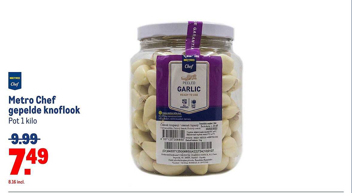 Metro Chef gepelde knoflook Pot 1 kilo