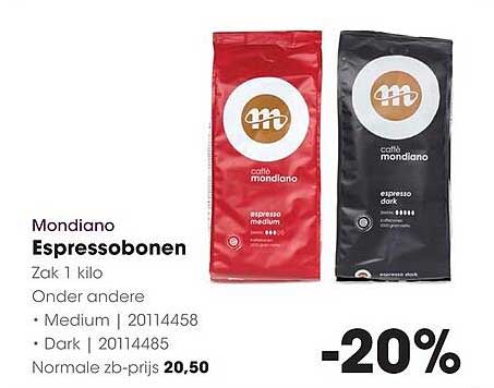 Mondiano Espressobonen Zak 1 kilo -20%