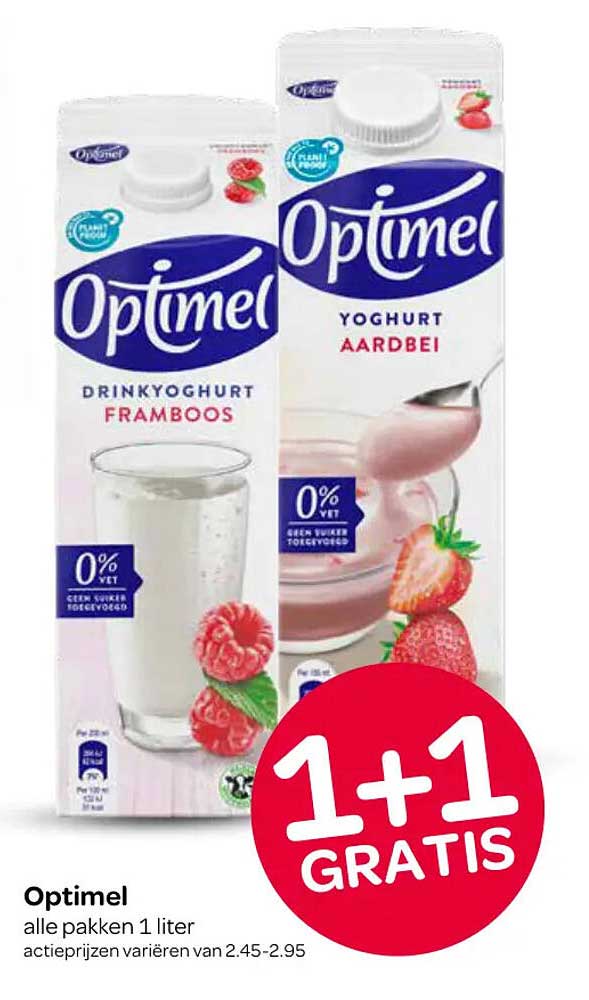 Optimel alle pakken 1 liter 1+1 gratis