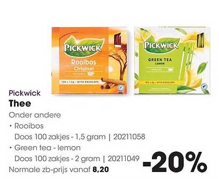 Pickwick Thee Onder andere Rooibos en Green tea - lemon -20%