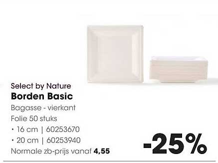Select by Nature Borden Basic Bagasse - vierkant Folie 50 stuks