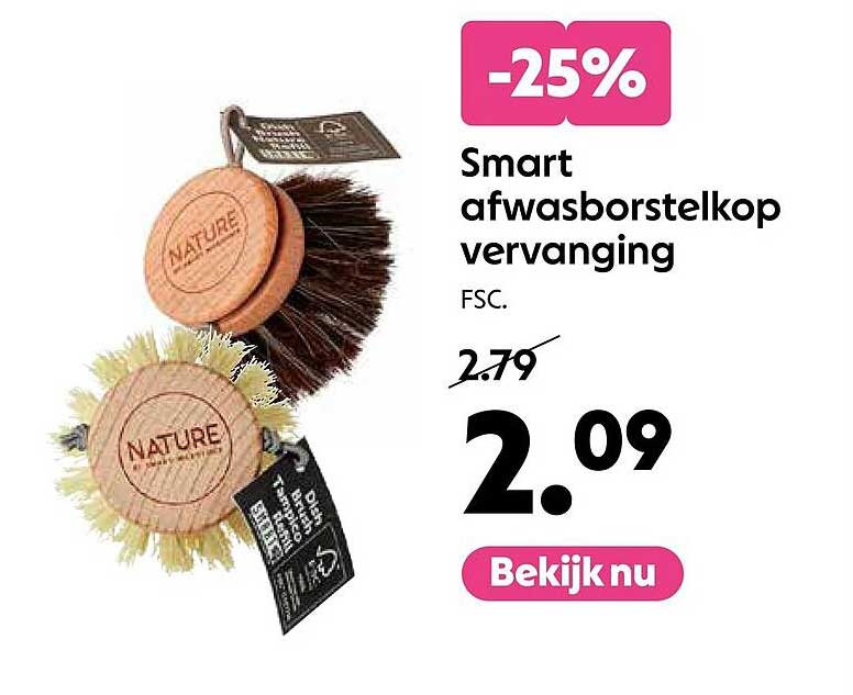 Smart afwasborstelkop vervanging FSC. -25%
