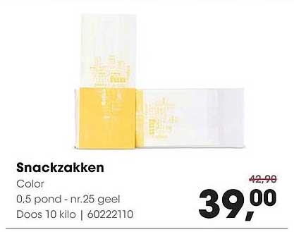 Snackzakken Color 0,5 pond - nr.25 geel Doos 10 kilo | 60222110