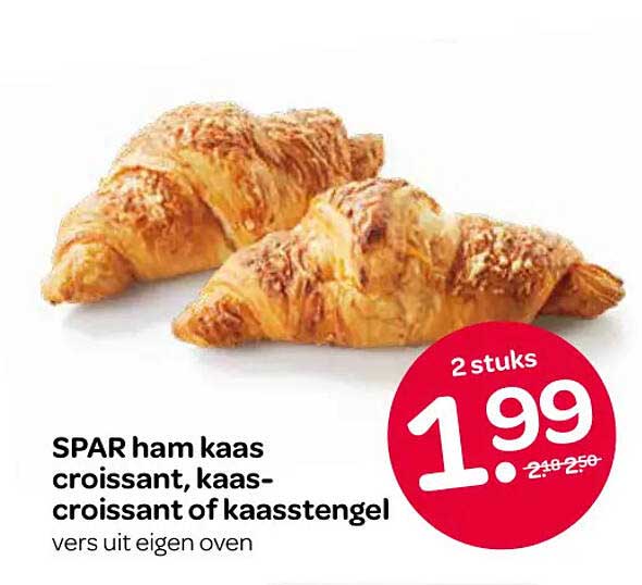 SPAR ham kaas croissant, kaas-croissant of kaasstengel vers uit eigen oven