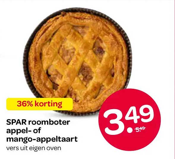 SPAR roomboter appel- of mango-appeltaart vers uit eigen oven 36% korting