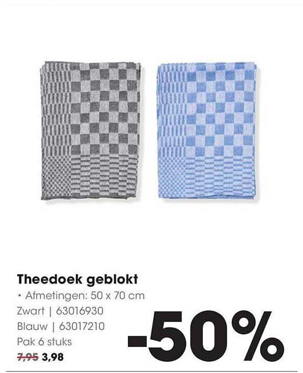 Theedoek geblokt -50%