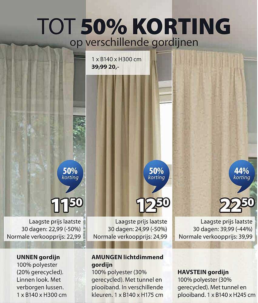 TOT 50% KORTING op verschillende gordijnen