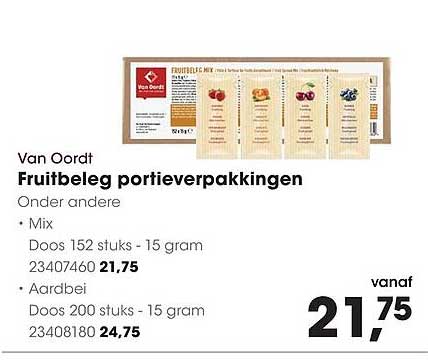 Van Oordt Fruitbeleg portieverpakkingen Onder andere Mix Aardbei