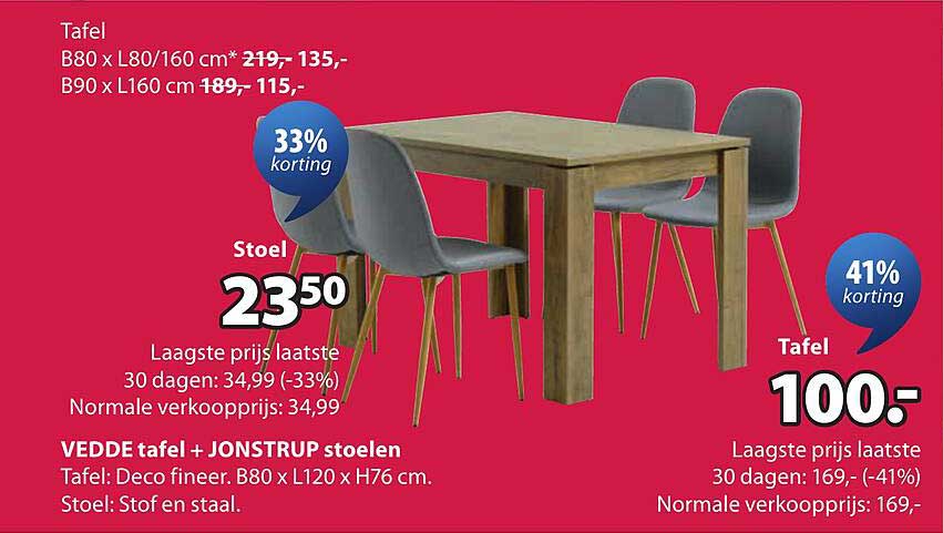 VEDDE tafel + JONSTRUP stoelen