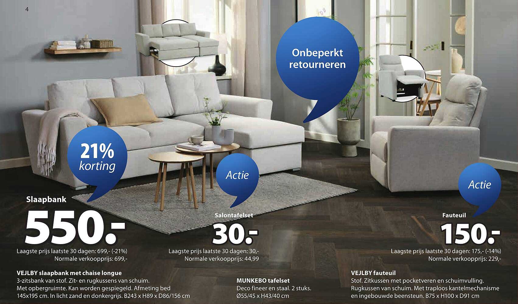 VEJLBY slaapbank met chaise longue