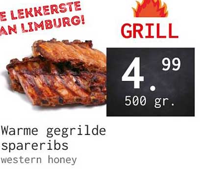 Warme gegrilde spareribs western honey