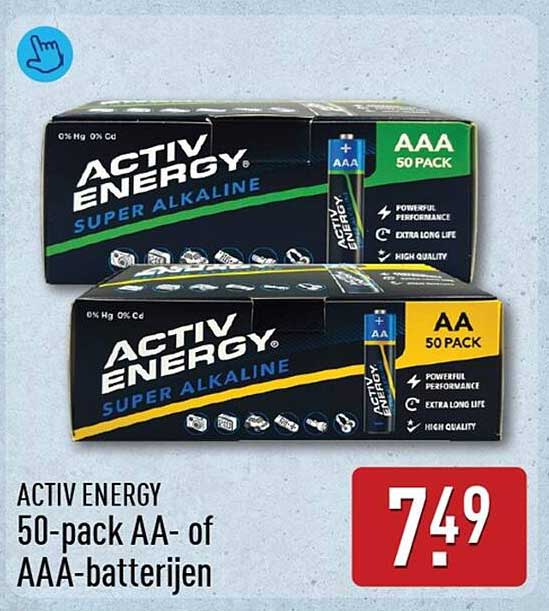 ACTIV ENERGY 50-pack AA- of AAA-batterijen
