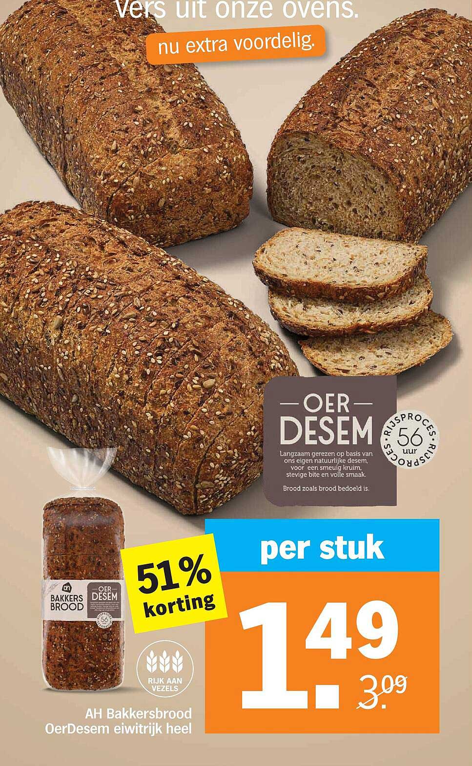 AH Bakkersbrood OerDesem eiwitrijk heel 51% korting