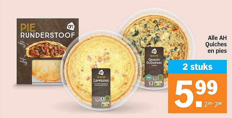 Alle AH Quiches en pies 2 stuks