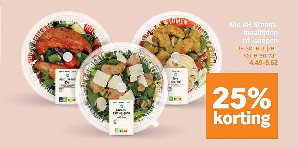 Alle AH Stoom-maaltijden of -soepen 25% korting