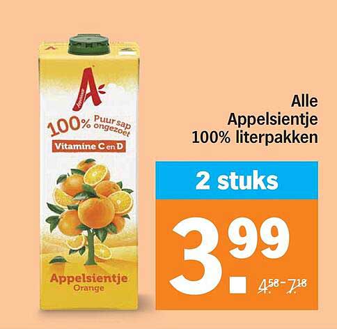Alle Appelsientje 100% literpakken 2 stuks