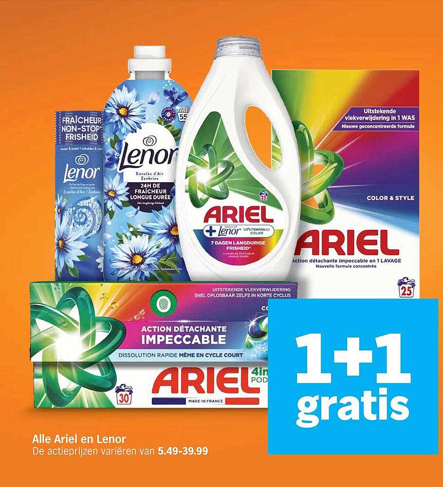 Alle Ariel en Lenor 1+1 gratis