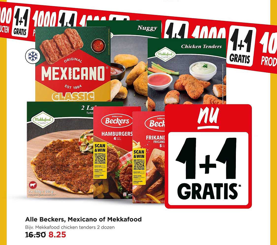 Alle Beckers, Mexicano of Mekkafood 1+1 gratis