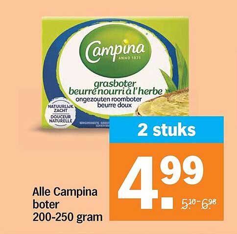 Alle Campina boter 200-250 gram 2 stuks