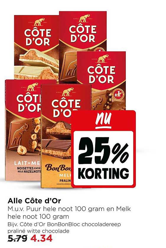 Alle Côte d'Or 25% korting