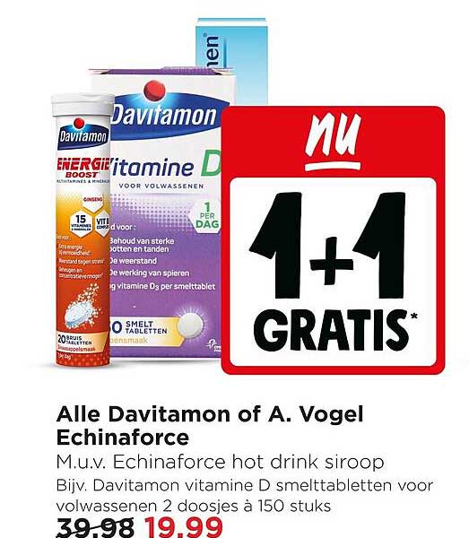 Alle Davitamon of A. Vogel Echinaforce 1+1 GRATIS
