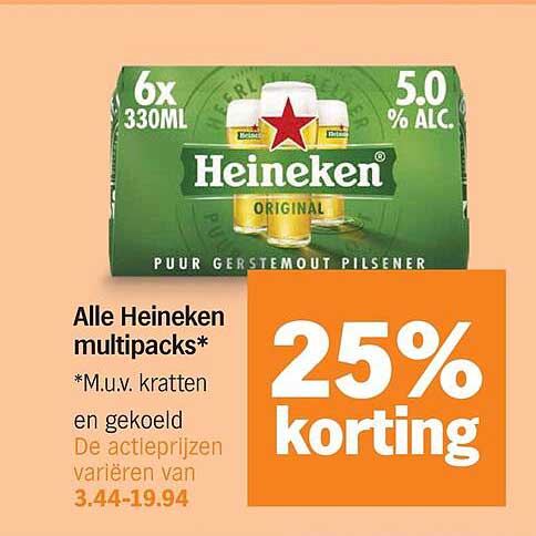 Alle Heineken multipacks* 25% korting