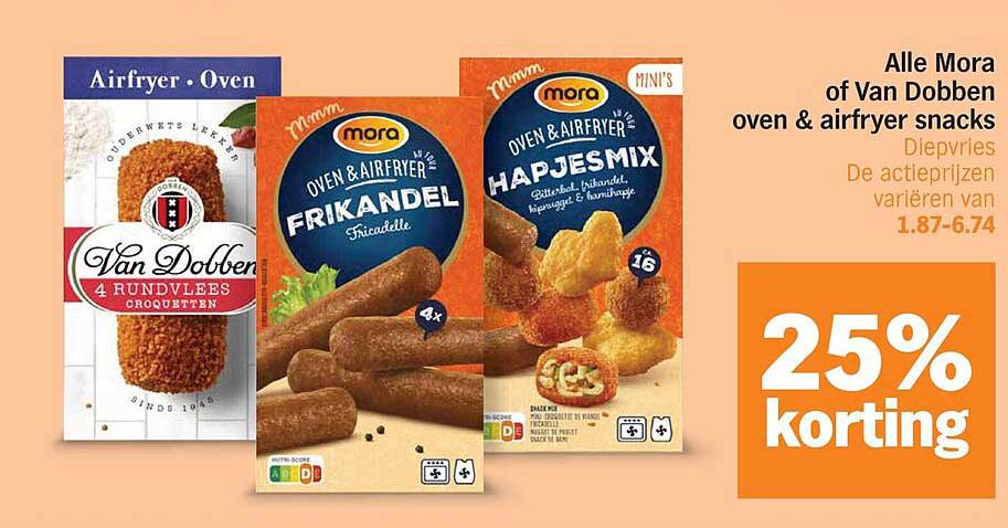 Alle Mora of Van Dobben oven & airfryer snacks 25% korting